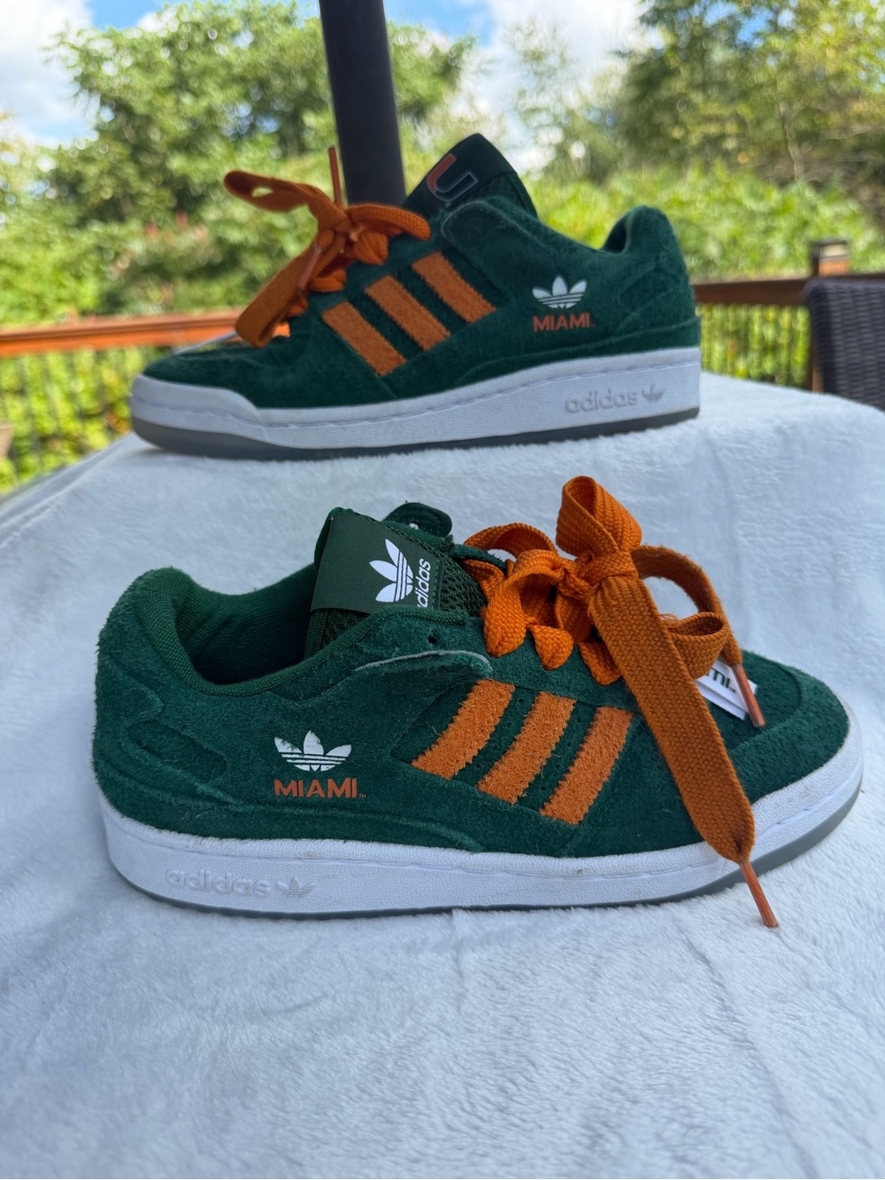 Adidas Forum Low CL Miami Hurricanes Green Orange HQ7483 Men Size 5- Read